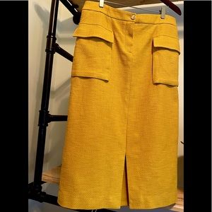 Chicos Black Label Mustard Pique Midi Skirt
